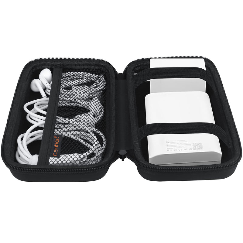 [Australia - AusPower] - Canboc Electronics Travel Organizer, MacBook Charger Carrying Case, Electronic Accessories Portable Cable Storage Bag for Charging Cords, Power Adapter, MagSafe, USB Hub, Power Bank, Earbuds, Black Black+Black 