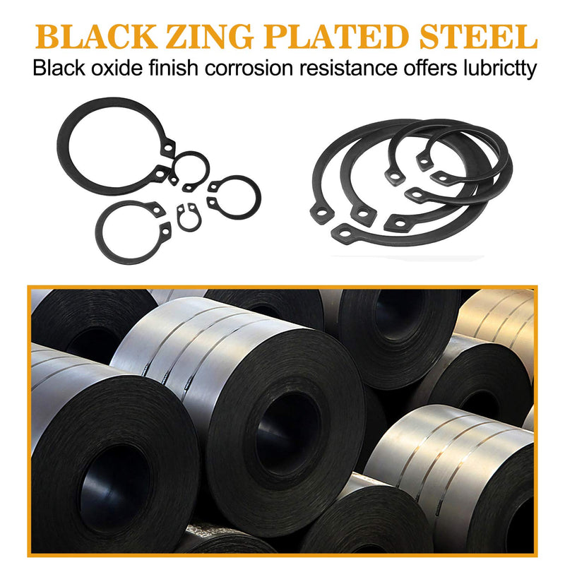 [Australia - AusPower] - VIGRUE 315Pcs Snap Ring Shop Assortment Alloy Steel External Circlip Snap Retaining Clip Rings Set, 15 Sizes 