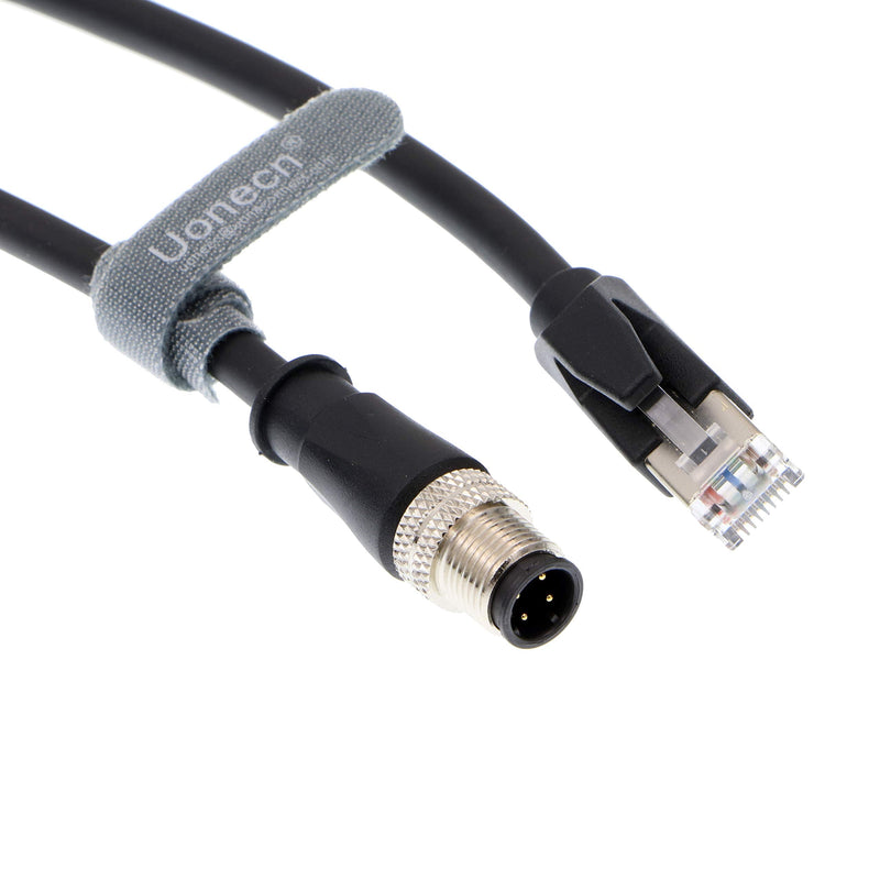 [Australia - AusPower] - Uonecn M12 4 Pin D-Code Male to RJ45 Male Waterproof Shielded Ethernet Cable Assembly for Industrial Camera 3 Meters 4-Pin D-Code Male to RJ45 3M 