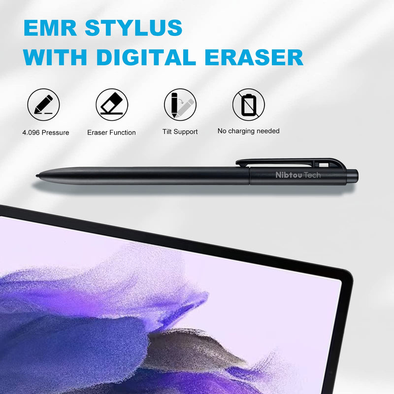 [Australia - AusPower] - NibtouTech NBT08 EMR Stylus with Digital Eraser, 4096 Pressure-Sensitivity, Palm Rejection, Matches Most Samsung Tablet/Remarkable Tablet. 