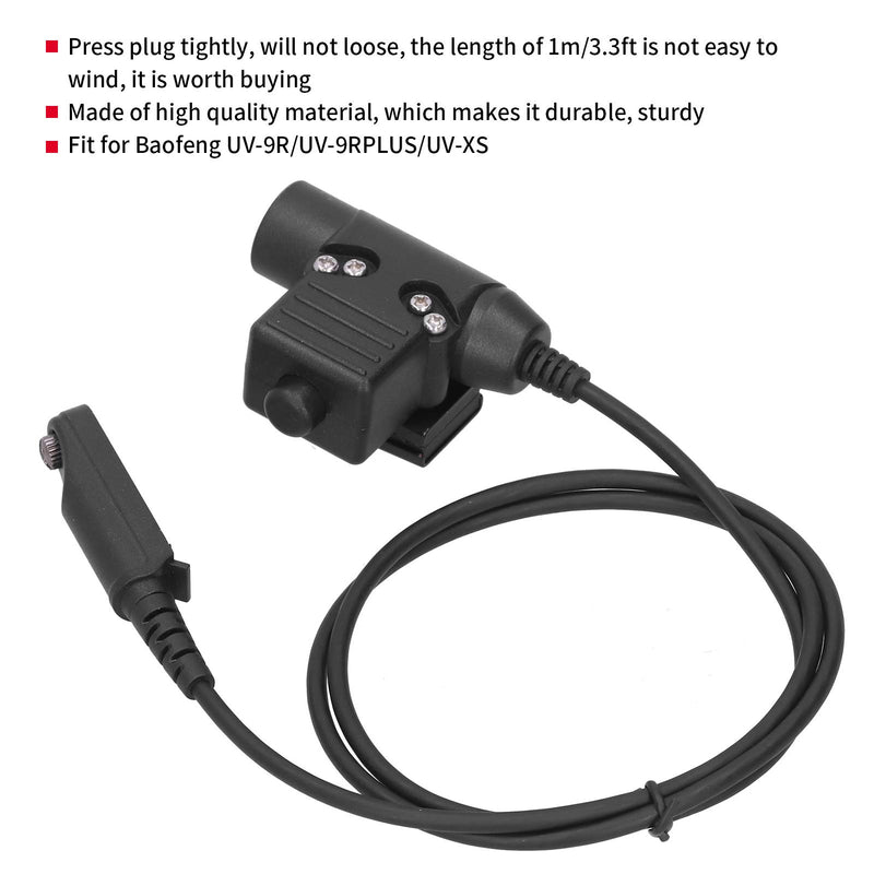 [Australia - AusPower] - PUSOKEI 3.3ft U94 PTT Cable Plug Headset Waterproof Earpiece Adapter for UV‑9R/UV‑9RPLUS/UV‑XS Two Way Radio Walkie Talkie 