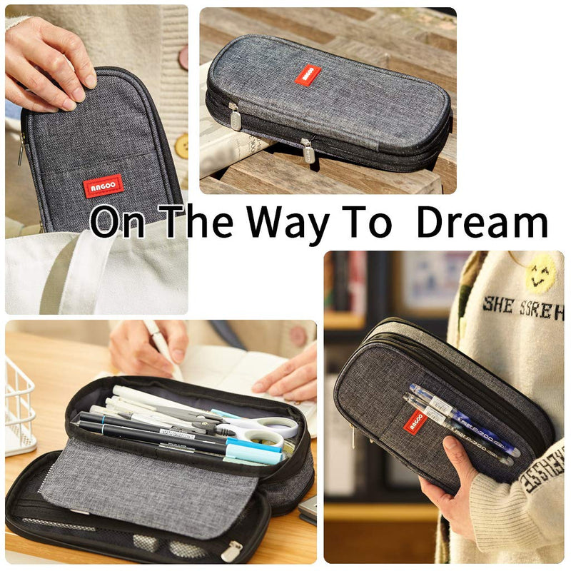 [Australia - AusPower] - EASTHILL Big Capacity Pencil Pen Case Office College School Large Storage High Capacity Bag Pouch Holder Box Organizer Blue New Arrival(Black) Black 