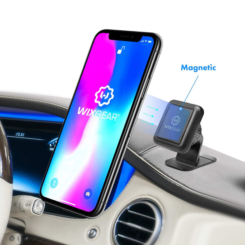[Australia - AusPower] - WixGear Magnetic Phone Mount, Universal Stick On Dashboard Magnetic Car Mount Holder, for Cell Phones with Fast Swift-snap Technology 