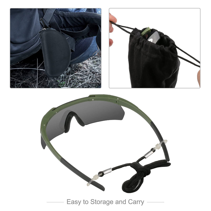 [Australia - AusPower] - Xaegistac Tactical Shooting Glasses with 3 Interchangeable Lens High Impact Eye Protection Armygreen 