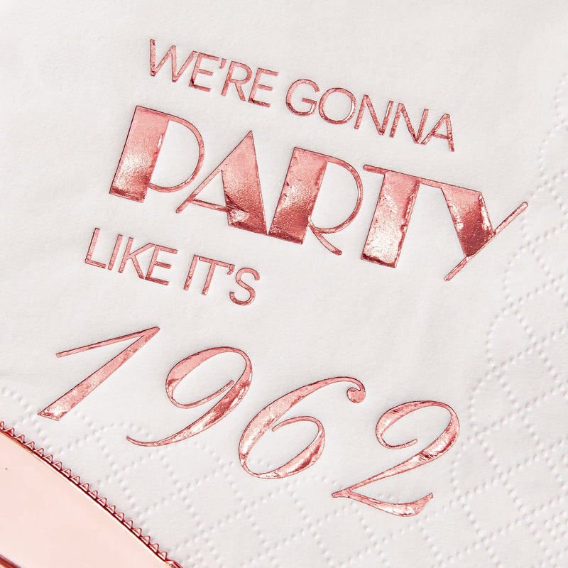[Australia - AusPower] - Crisky 60th Birthday Cocktail Napkins Rose Gold for Women 60th Birthday Party Decorations for Cake Dessert Berverage Table, 60th Birthday Party Supplies,50 Pcs Disposable Napkins, 3-Ply 