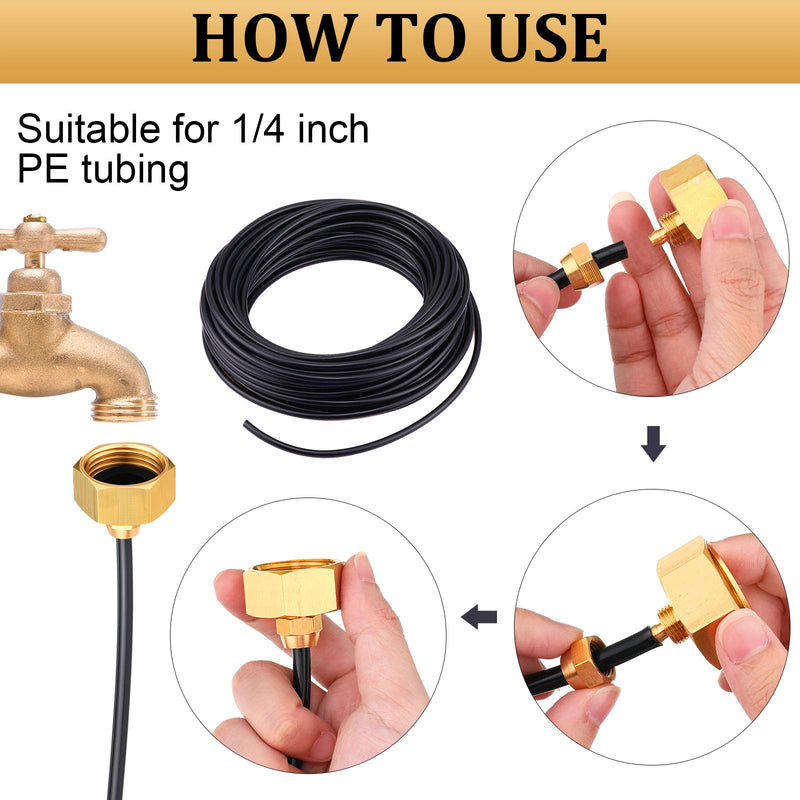 [Australia - AusPower] - 6 Pieces Garden Hose Adapter 3/4 Inch to 1/4 Inch Standard Brass Faucet Connect Metal Hose Adapter with Plumbers Tape for Water Hoses Pipe Coupling Supplies 