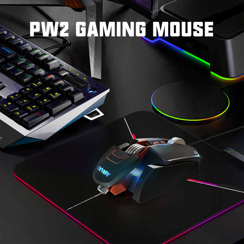 [Australia - AusPower] - CNYMANY Gaming Mouse Wired [Removable Weights] [Programmable] [Breathing Light] [3200 DPI]Ergonomic Game USB Computer Mice with 7 Buttons 7 Backlight Modes, for Windows PC Gaming (Black) Black 