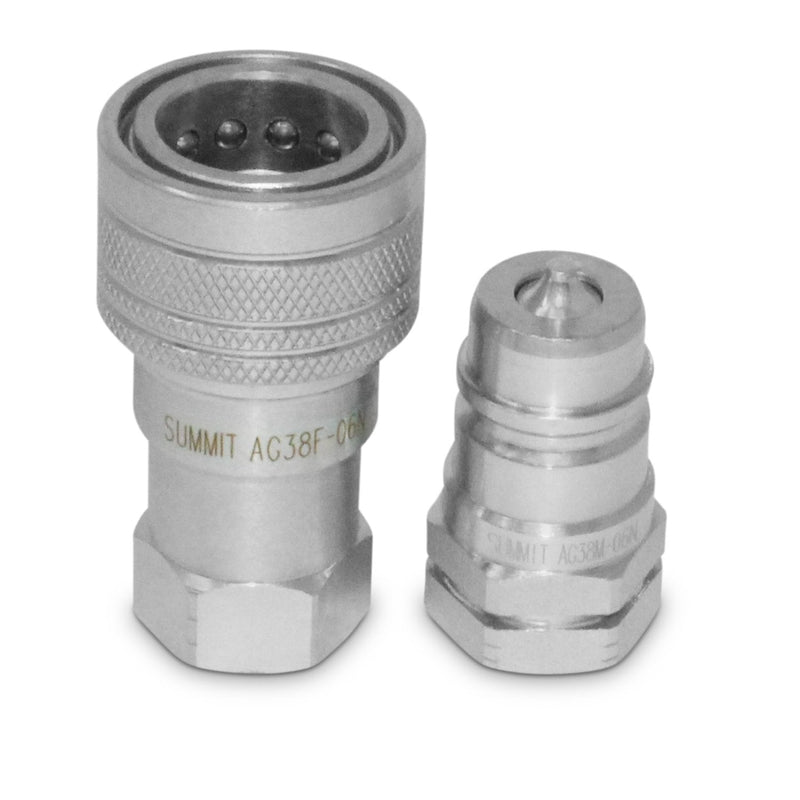 [Australia - AusPower] - 3/8” Ag ISO 5675 Hydraulic Quick Connect Pioneer Style Couplers, 3/8” NPT Thread, 2 Sets 