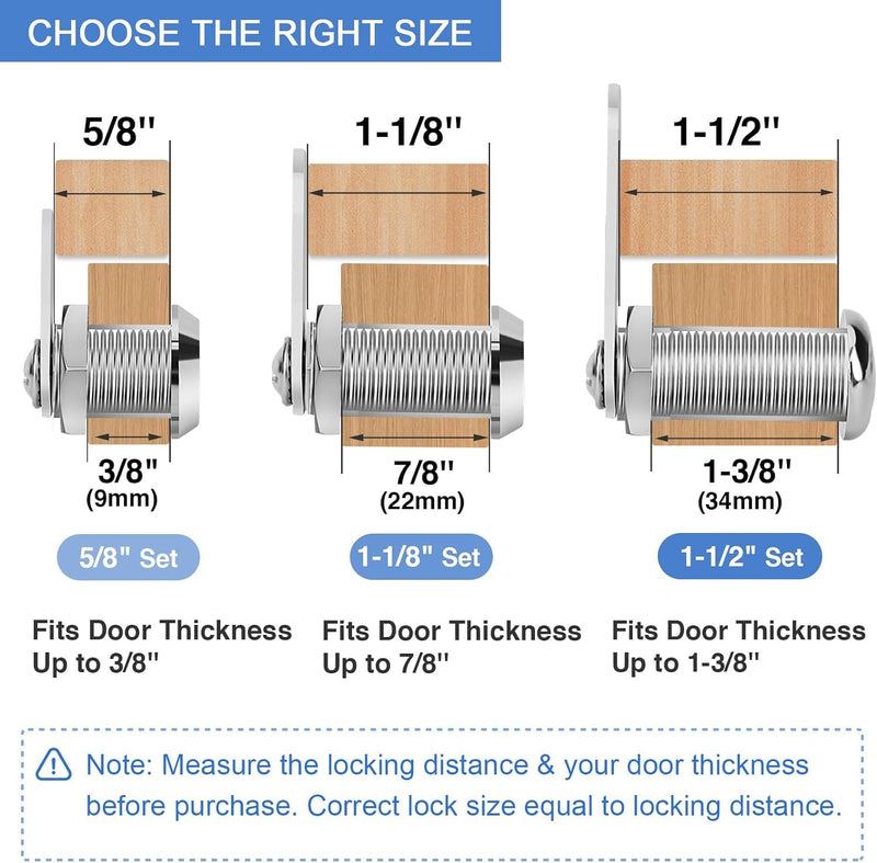 [Australia - AusPower] - Cylinnda Cabinet Lock with Keys, 1-1/8" Cam Locks keyed Alike, Cabinet Cam Lock Set for Cabinets RV Storage Locks Mailbox Tool Box Lock Replacement, Zinc Alloy (4 Pack, 1-1/8 Inch) 4 pack 