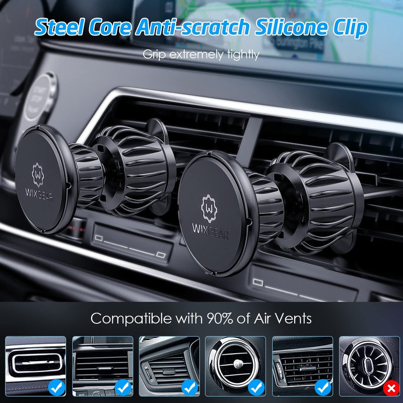 [Australia - AusPower] - WixGear [2 Pack] Universal Air Vent Magnetic Phone Holder for Car, Phone Mount for Car for Cell Phones and Mini Tablets (New Upgraded Vent Locks) 