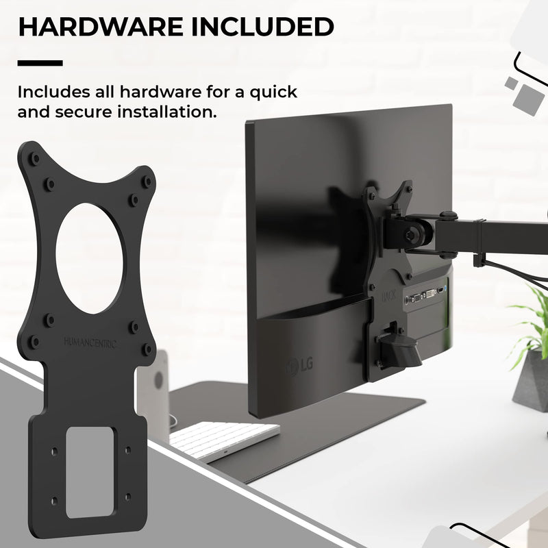 [Australia - AusPower] - HumanCentric VESA Mount Adapter for LG Monitors 24MP58VQ, 24MP58VQ-P, 24MP59HT, 24MP59HT-P, and 24MP60VQ, VESA Adapter Bracket Mounts Monitor to VESA Stand, Arm or Desk Mount with 75x75 or 100x100 mm 