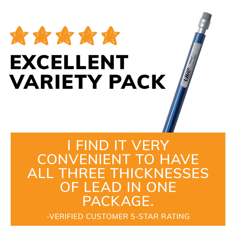 [Australia - AusPower] - BIC Mechanical Pencil Variety Pack, Number 2 Mechanical Pencils With Erasers, Fine Point (0.5mm), Medium Point (0.7mm) and Thick Point (0.9mm), 60 Count, Bulk Mechanical Pencils for School or Work 