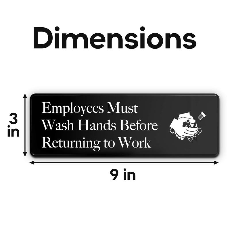 [Australia - AusPower] - Employees Must Wash Hands Before Returning To Work Sign - 3" x 9" - Ideal Handwash Signs for Wall, Door or Sink- Perfect for Staff Bathroom, Washing Station, or Commercial Kitchen Employees Must Wash Hands 