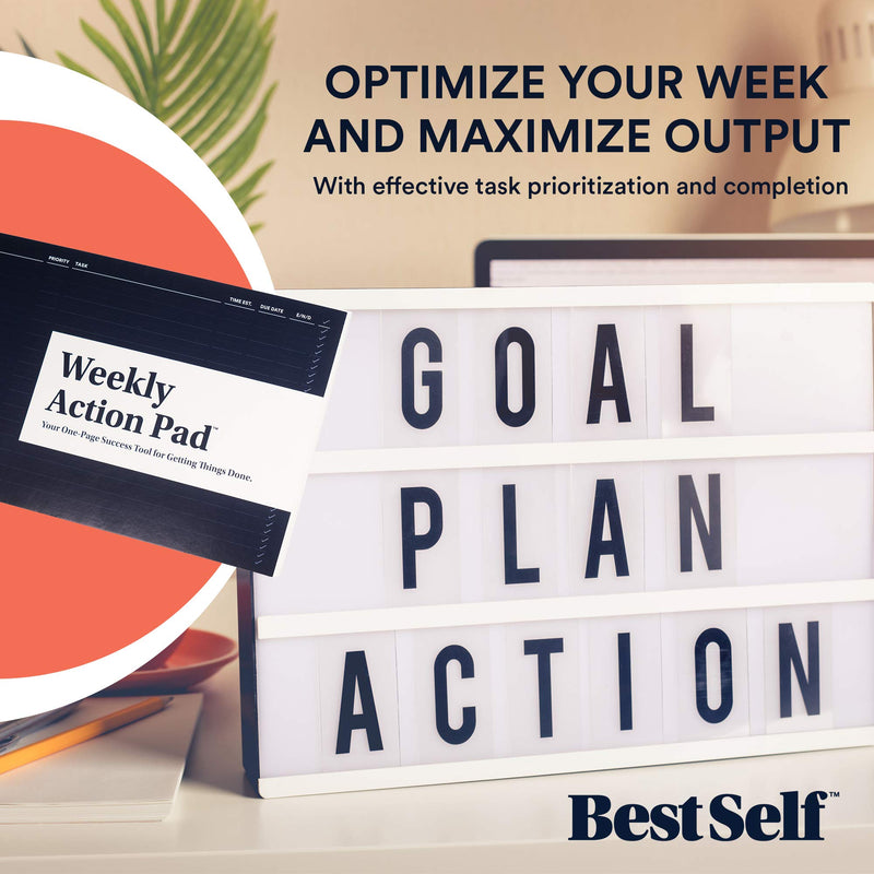 [Australia - AusPower] - Weekly Action Pad by BestSelf — ToDo Notepad Planning Tool Designed to Optimize Your Week, Effectively Manage Tasks, Boost Productivity and Maximize Results - 52 Tear Off 11” x 7” Sheets 