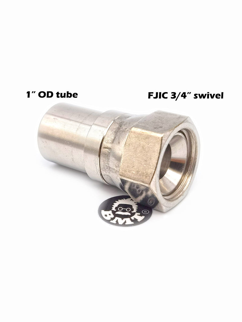 [Australia - AusPower] - 3/4 inch 0.75" JIC 37 Degree Flare Swivel Fitting to 1" OD Tube adapter. DIY vacuum Hose for home freeze dryer 