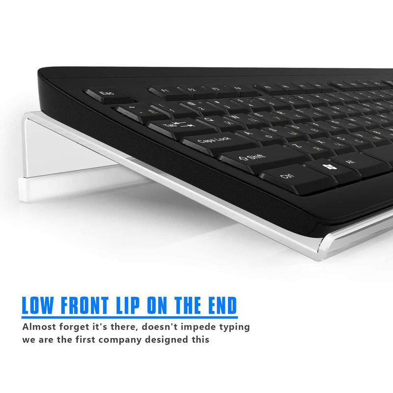 [Australia - AusPower] - Richboom Clear Acrylic Tilted Computer Keyboard Holder for Easy Ergonomic Typing, Upgraded Version, Keyboard Stand with Silicone Anti-Slip Case for Office Desk, Home, School, Clear 