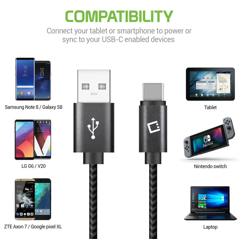 [Australia - AusPower] - Cellet Short 4 Inch USB-C Cable Type-C to USB 2.0 Fast Charging Cord for Power Bank Battery Case External Battery Charger Compatible with Note 10 9 8 5 Galaxy S10 S9 Plus S8 Nintendo Switch -3 Pieces 