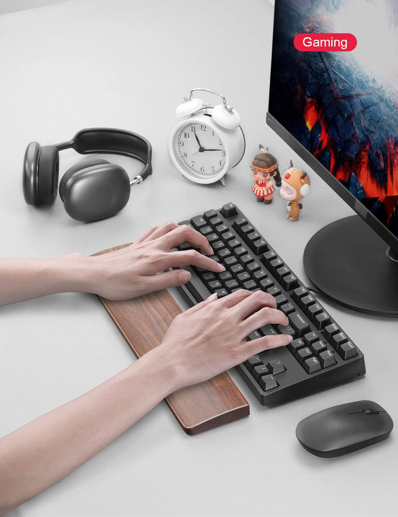 [Australia - AusPower] - Meatanty Wooden Keyboard Wrist Rest,Ergonomic TKL Gaming Walnut Keyboard Rest,Mechanical Keyboard Wrist Pad,Hard Wrist Rest Palm Rest Supports Computer, Laptop Comfortable Typing Pain Relief (14.17") Medium (14.17") 