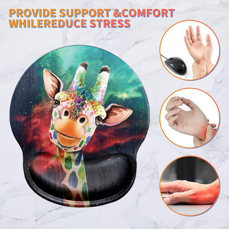 [Australia - AusPower] - Gaming Mouse Pad with Wrist Support, BFSEROBJ Colorful Giraffe Pattern Custom Design Cute Mousepad,Pain Relief Wrist Mouse Pads for Computer Laptop Home Office with Coasters 