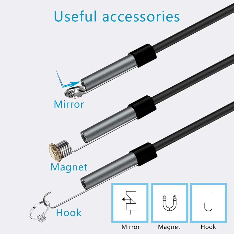 [Australia - AusPower] - USB Endoscope for Otg Android Phone, Computer, 5.5 mm Borescope Inspection Snake Camera Waterproof with Micro USB, Type C, 16.4FT Semi-rigid Cord with 6 LED Lights, Compatible with Windows PC, MacBook 