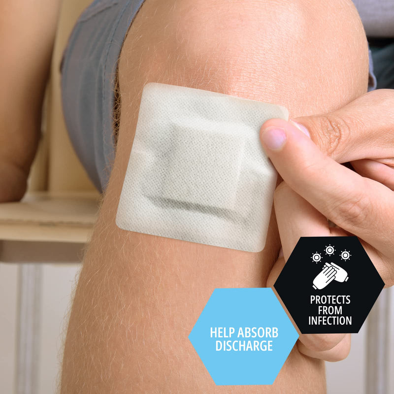 [Australia - AusPower] - Medpride 4'' X 4'' Foam Wound Dressing (10-Count) Sterile, Waterproof Silicone Adhesive Border | Home or Emergency Healing Support | Partial or Shallow Drainage Coverage | Gentle 4x4 Inch (Pack of 10) 