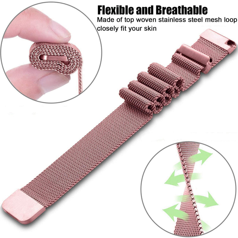 [Australia - AusPower] - Compatible with Galaxy Watch 3 45mm/Samsung Galaxy Watch 46mm/Gear S3 Frontier/Classic Band, 22mm Stainless Steel Strap Replacement for Ticwatch Pro/Samsung Galaxy Watch 46mm Smartwatch Rose pink 