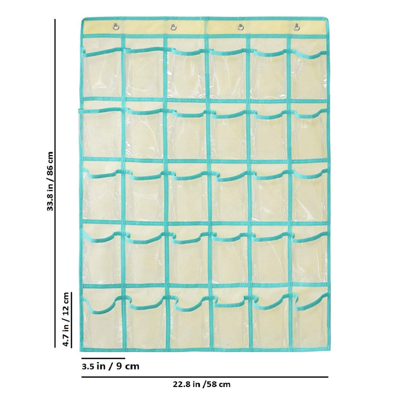 [Australia - AusPower] - ANIZER Classroom Pocket Chart for Phone Calculator Holder Over The Door Hanging Closet Jewelry Organizer with 30 Clear Pockets (Beige) Beige 