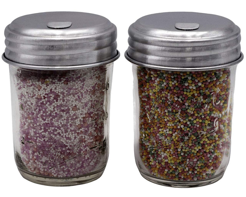 [Australia - AusPower] - Sugar Lid With Flap, Retro Style, for Pouring, Shaking, Dispensing Sugar by Mason Jar Lifestyle (2 Pack, Regular Mouth) Aluminum 