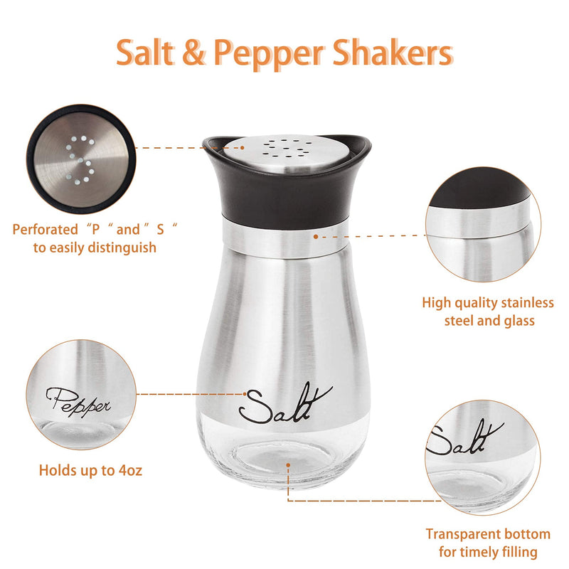 [Australia - AusPower] - Salt and Pepper Shakers, Stainless Steel and Glass Bottle, Set of 2 black-2 