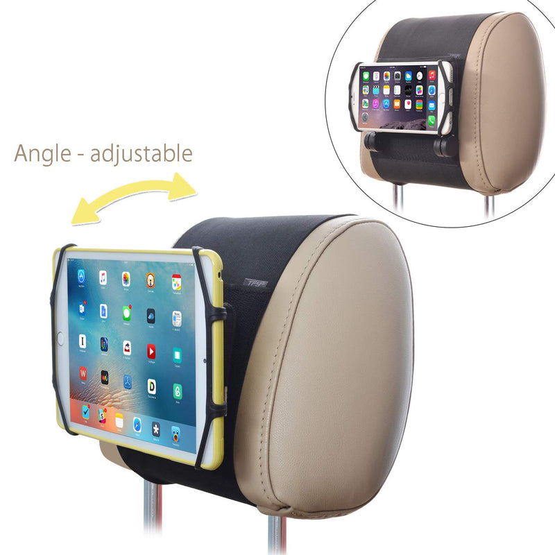 [Australia - AusPower] - TFY Car Headrest Mount for 7-10 inch Fire, Fire HD, Kindle, Kids Edition Tablets, Angle Adjustable Holder with Silicon Holding Net 