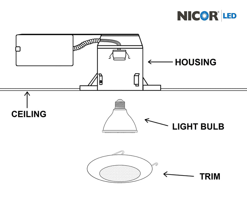 [Australia - AusPower] - NICOR Lighting 6 inch White Recessed Shower Trim with Albalite Lens (17505) 