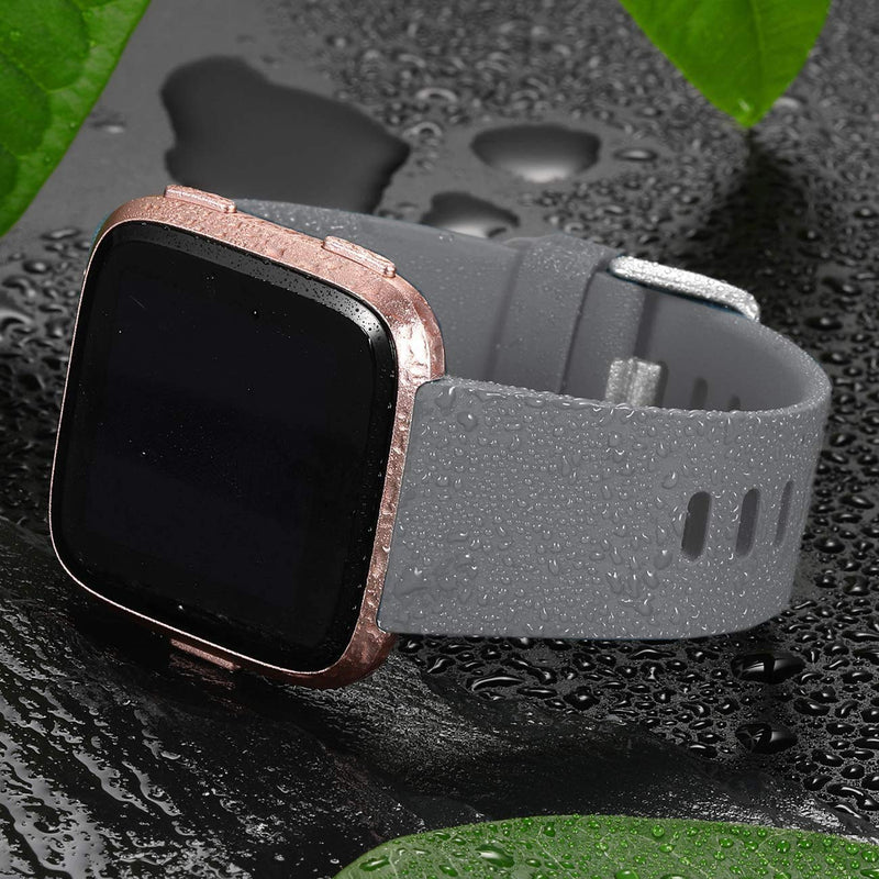 [Australia - AusPower] - Wepro Bands Compatible with Fitbit Versa/Fitbit Versa 2/Fitbit Versa Lite SE SmartWatch for Women Men, Sports Replacement Wristband Strap for Fitbit Versa Watch, Small, Large Gray/Peach/White Small 5.5"-7.2" 
