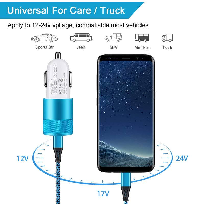 [Australia - AusPower] - USB C Quick Car Charger for Samsung Galaxy S21 S20 S10 Plus A12 A52 A72 Note 20,2Pack 60W Dual Port PD 3.0 Type C Car Charger Plug for iPhone 13 12 11 Pro Max,SE,8,7,6 Plus,iPad,Google Pixel 6 Pro 5 4 60W-Blue 