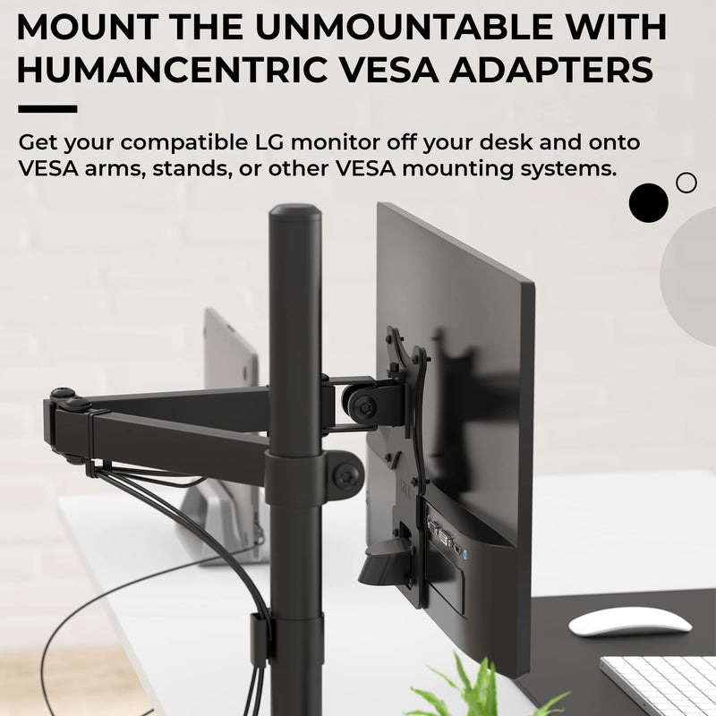 [Australia - AusPower] - HumanCentric VESA Mount Adapter for LG Monitors 24MP58VQ, 24MP58VQ-P, 24MP59HT, 24MP59HT-P, and 24MP60VQ, VESA Adapter Bracket Mounts Monitor to VESA Stand, Arm or Desk Mount with 75x75 or 100x100 mm 