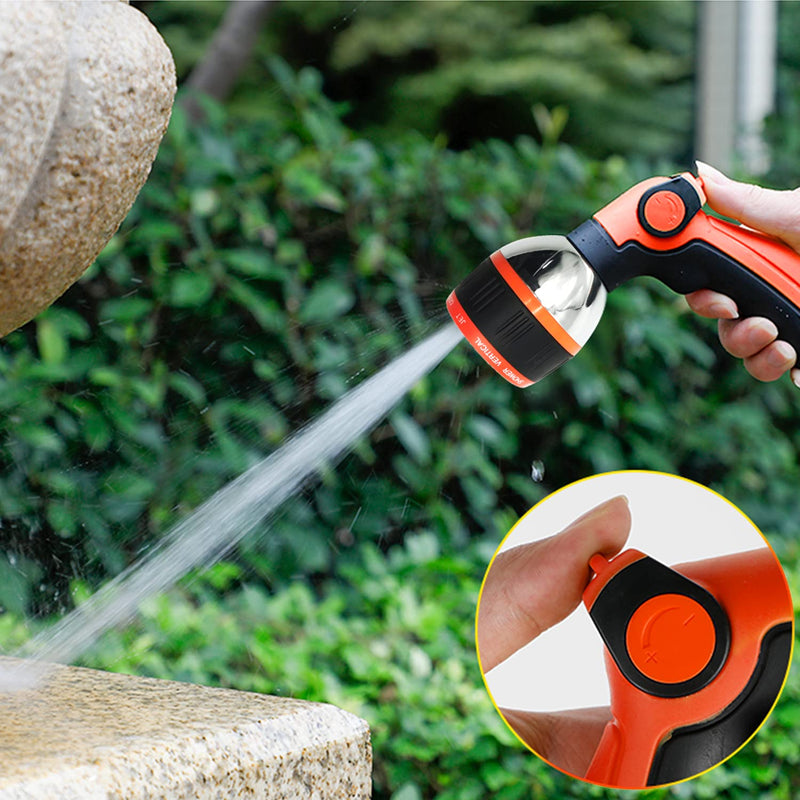 [Australia - AusPower] - GUDWING Garden Hose Nozzle, 10 Spray Patterns, On /Off Valve Thumb Control, High Pressure Water Hose Nozzle for Garden Hose, Garden Hose Spray for Outdoor Watering, Cleaning, Washing Cars, Bath Pets Acrylonitrile Butadiene Styrene Orange 
