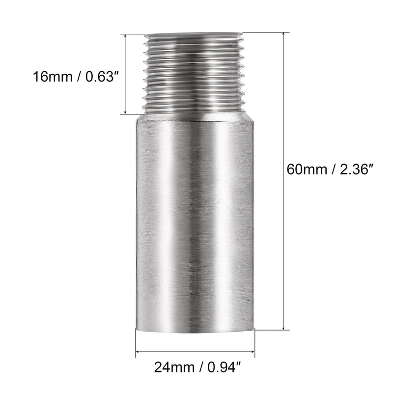 [Australia - AusPower] - uxcell Shower Head Extension Arm Stainless Steel 1/2PT Male to 1/2PT Female Thread 60mm Length Cast Pipe Fitting Coupler 