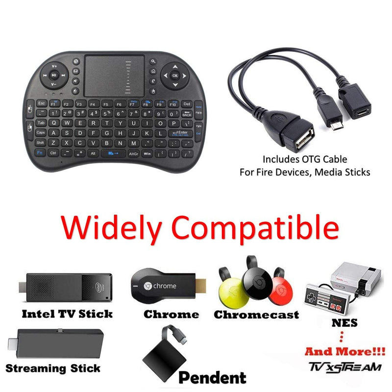 [Australia - AusPower] - Mini Wireless Keyboard 2.4GHz Touch-pad Mouse Combo Plus OTG Cable - TV xStream, Compatible with Firesticks, Android TV Box, IPTV, 4K Media Stick, Smart TV, PC, X-Boxes +More 