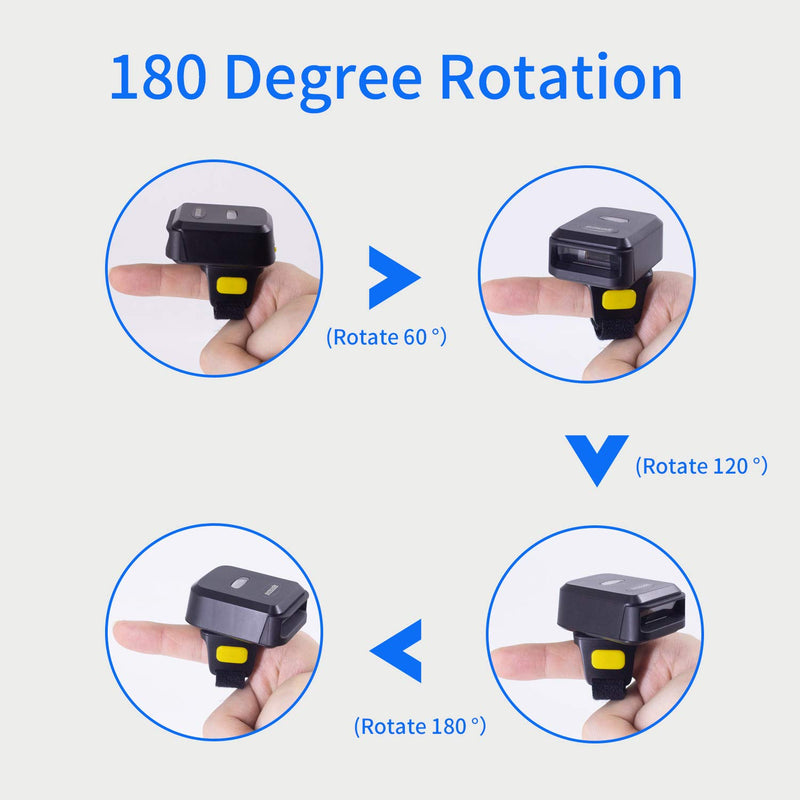 [Australia - AusPower] - Portable Ring Barcode Reader Scanner Bluetooth 2.4Ghz Wireless &USB Wired 3 in 1 Connection Windows.Mac OS.Android.Portable Wearable Mini Finger Bar Code Reader 