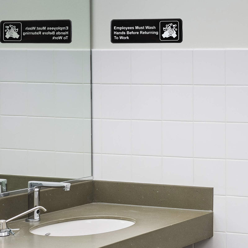 [Australia - AusPower] - Excello Global Products Employees Must Wash Hands Before Returning to Work Sign: Easy to Mount Plastic Safety Informative Sign with Symbols Great for Business, 9"x3", Pack of 3 9x3" 9x3 Black 