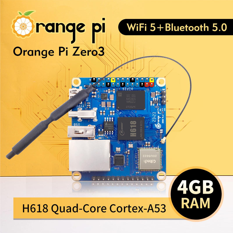 [Australia - AusPower] - Orange Pi Zero 3 4G Allwinner H618 LPDDR4 Quad Core 64 Bit Single Board Computer, Support 4K Display WiFi Bluetooth (Zero 3 4G) 