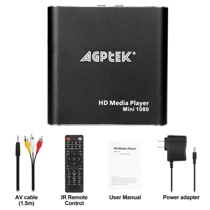 [Australia - AusPower] - HDMI Media Player, Black Mini 1080p Full-HD Ultra HDMI Digital Media Player for -MKV/RM- HDD USB Drives and SD Cards 
