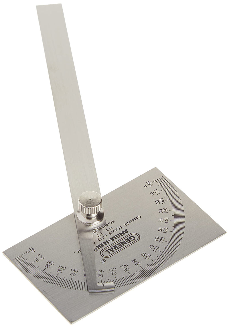 [Australia - AusPower] - General Tools Angle Protractor Stainless Steel Square Head - Measuring Tool for Carpenters & Woodworking Hobbyists 