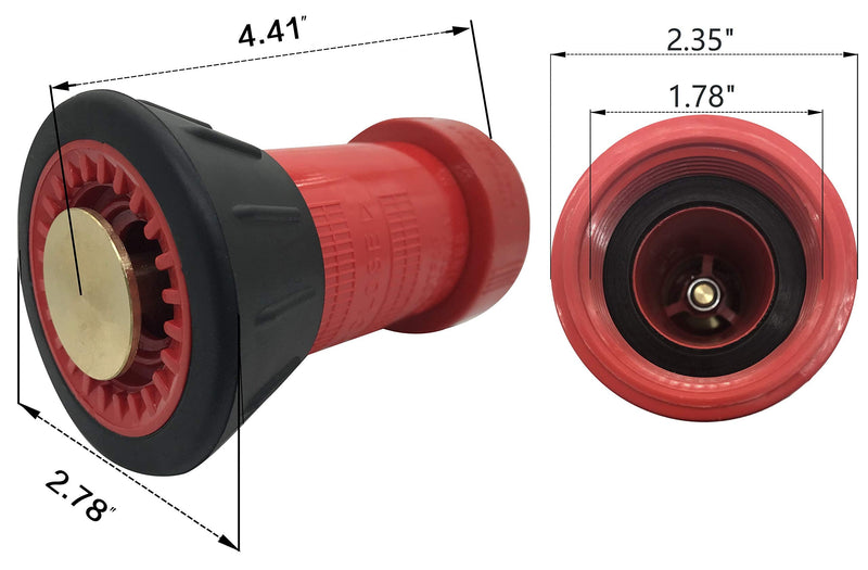 [Australia - AusPower] - Happy Tree 1-1/2" NPSH Fire Hose Nozzle Polycarbonate Spray Jet Fog Industrial Fireman 1.5" Nozzle 75 gpm Fire Equipment FHSN02 1.5"NPSH 