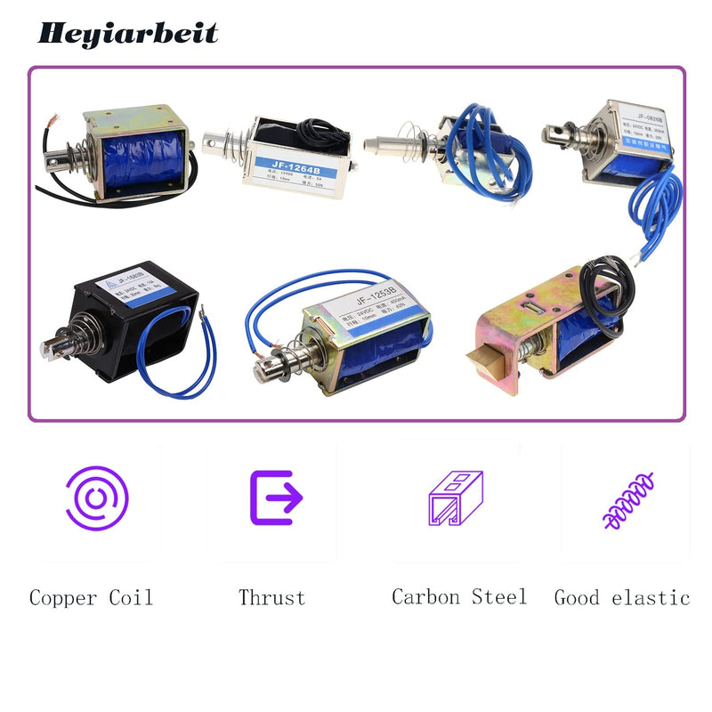 [Australia - AusPower] - Heyiarbeit DC 12V 25N Push Pull Type Solenoid Electromagnet 0.4A 4.8W 10mm Stroke Open Frame Solenoid, Linear Motion, JF-1039B-12V 