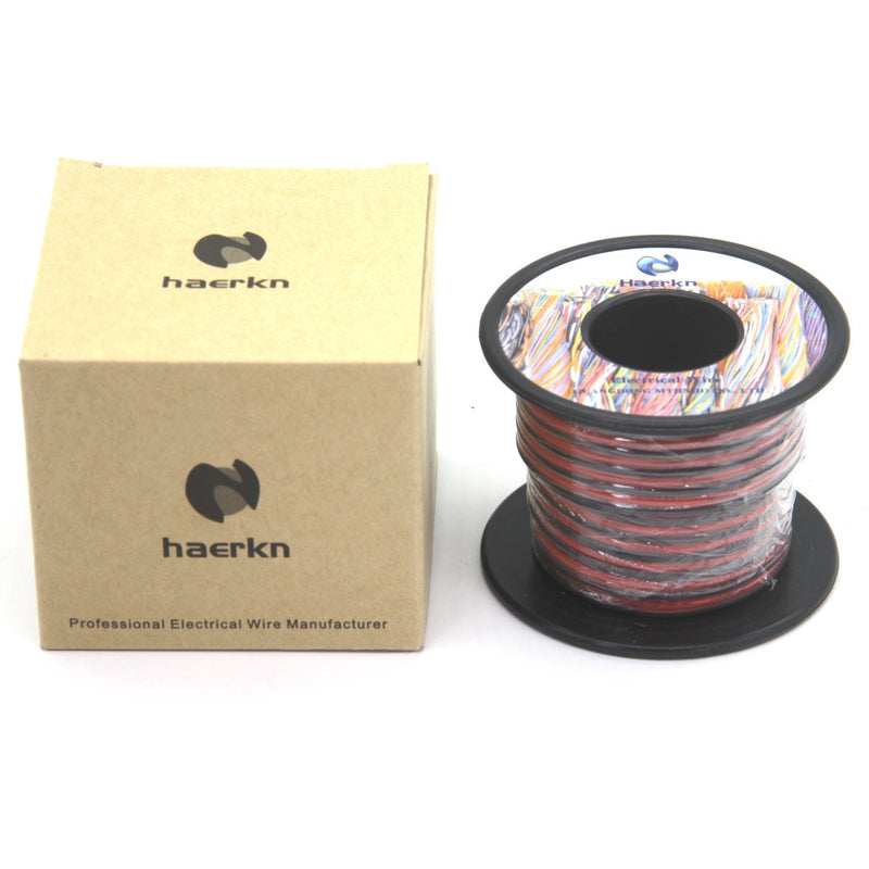 [Australia - AusPower] - 18 awg Silicone Electrical Wire 2 Conductor Parallel Wire line 60ft [Black 30ft Red 30ft] 18 Gauge Soft and Flexible Hook Up Oxygen Free Strands Tinned Copper Wire 18awg/0.8mm² 
