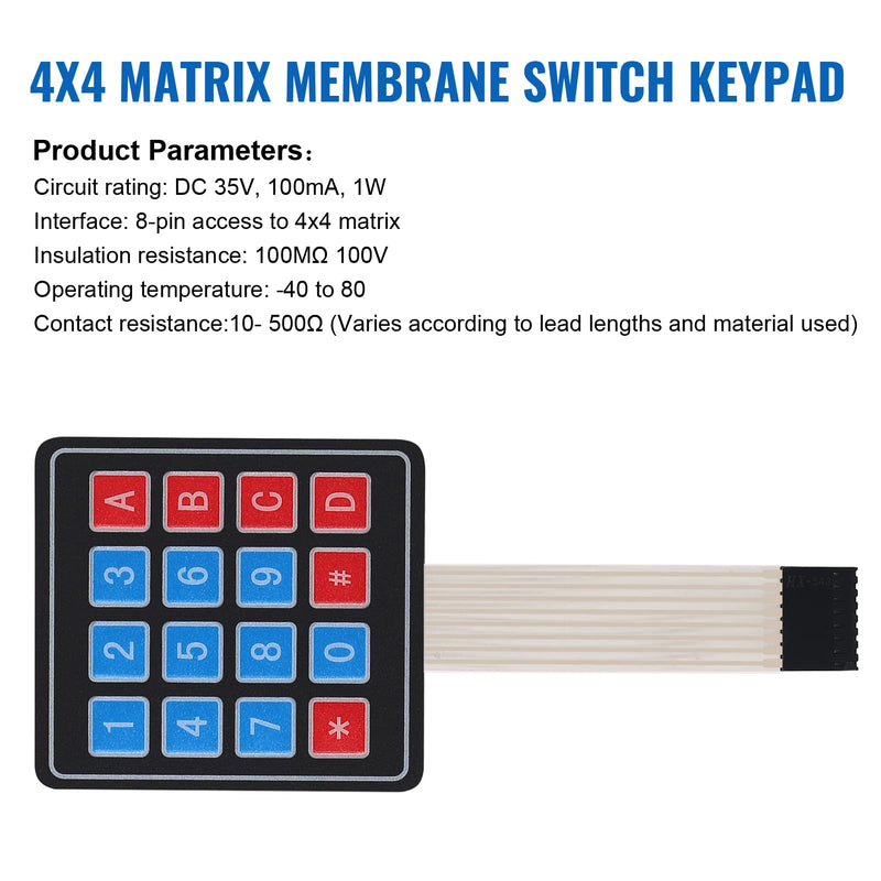[Australia - AusPower] - 10pcs 4x4 Matrix Array Membrane Switch Keypad Keyboard 16 Key Matrix Array Membrane Switch 8pin Keypad Keyboard Microcontroller 