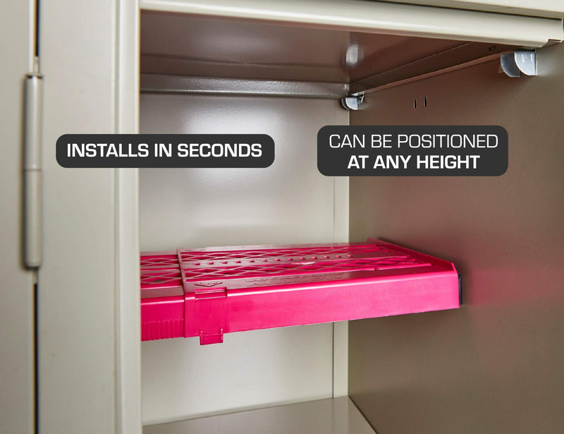 [Australia - AusPower] - LockerMate Adjust-A-Shelf Locker Shelf, Easy to Use, Extends to Fit Your Locker, Pink 