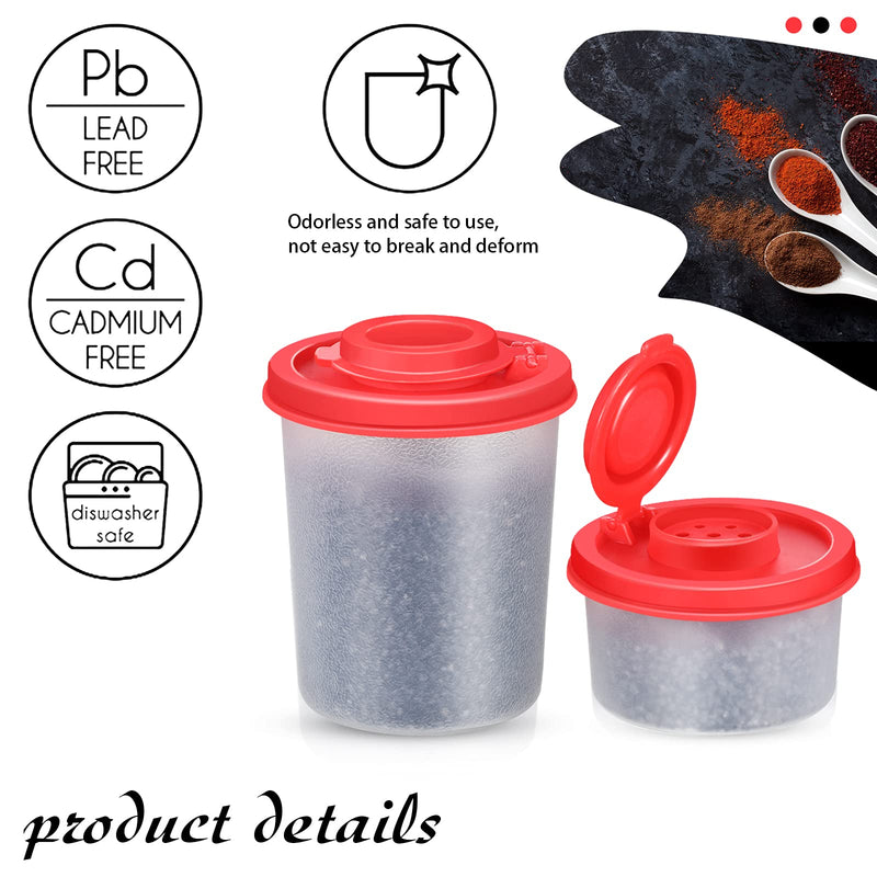 [Australia - AusPower] - 4 Pieces Salt and Pepper Shakers Spice Containers with Lids Clear Plastic Spice Jars with Red Lids Plastic Seasoning Containers Small and Medium Spice Bottles for Storing Salt, Sugar, Spice, Powders 