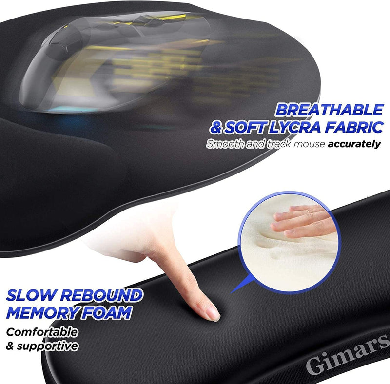 [Australia - AusPower] - Gimars Upgrade Enlarge Superfine Fibre Soft Smooth Gel Ergonomic Mouse Pad Wrist Support and Keyboard Wrist Rest for Computer, Laptop, Mac, Gaming and Office, Durable, Comfortable and Pain Relief Black 