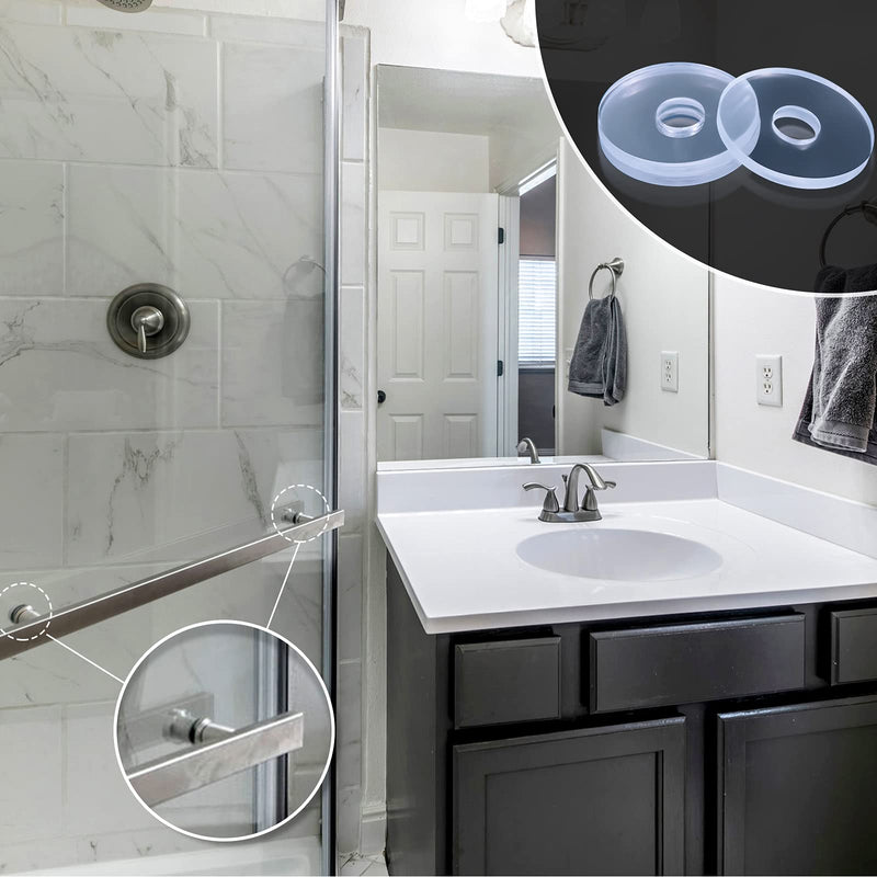 [Australia - AusPower] - 3/4 Inch Clear Vinyl Replacement Washer Flat Washer Gasket 1/16 Inch (2 mm) Thickness Washer Spacer for Glass Shower Door Handles/Towel Bars, 3/4 Inch Standoff Cap Assemblies (20 Pieces) 20 